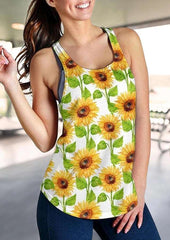 Casual Print Round neck Sleeveless Vest T-Shirts