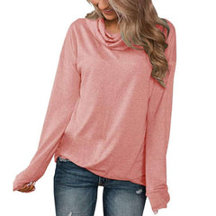 Casual Pure Heap collar Long sleeve T-Shirts