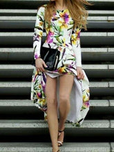 Fashion Print Round neck Long sleeve Skater Maxi Dresses