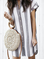 Casual Loose Women Short Sleeve Stripe Blouses