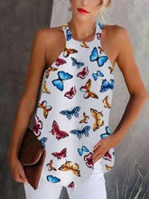 Sexy Print Square collar Sleeveless T-Shirts