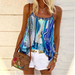 Fashion Loose Casual Print Falbala Vests