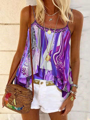 Fashion Loose Casual Print Falbala Vests
