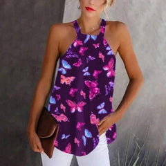 Sexy Print Square collar Sleeveless T-Shirts