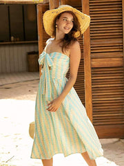 Fashion Lacing Stripe Vest Skater Dresses