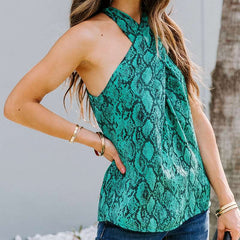 Fashion Print Halter Sleeveless Vests
