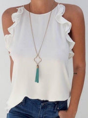 Casual Off shoulder falbala hem women top T-shirts