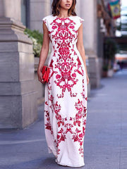 Bohemia Floral Print Sleeveless Maxi Dress