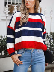 Colorful Woman Round Neck Long Sleeve Woman Fashion Sweater For Fall
