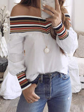 Open shoulder off shoulder women long sleeve t-shirts