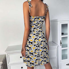 Sexy Vest Print Sleeveless Skater Dresses