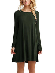 Spring long sleeves loose slim Shift Dress