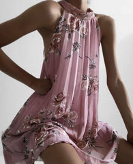 Casual Print Half collar Sleeveless Shift Dresses