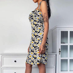 Sexy Vest Print Sleeveless Skater Dresses