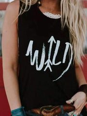 Fashion printed monogrammed sleeveless front and back irregular Vests Top