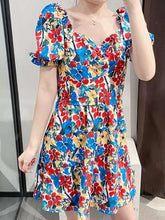 Fashion Print Short sleeve V neck Shift Dresses