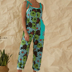 Casual Print Vest Sleeveless Jumpsuits