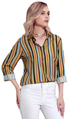 Fashion Single-breasted Long sleeve Multicolor Blouses