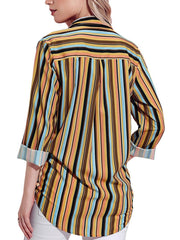 Fashion Single-breasted Long sleeve Multicolor Blouses