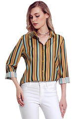 Fashion Single-breasted Long sleeve Multicolor Blouses
