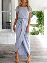 Elegant Round Collar Pure Color Irregular Work Dress