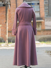 Elegant Lapel Collar Long Sleeve Belted Coats