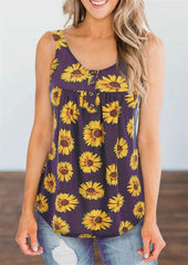 Casual Print Round neck Sleeveless T-Shirts