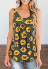 Casual Print Round neck Sleeveless T-Shirts