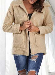 Women Plush Lapel Wool Coats