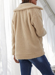 Women Plush Lapel Wool Coats