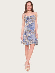 Sexy Print One shoulder Vest Skater Dresses