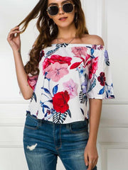 Fashion Print Onr shoulder Short sleve T-Shirts