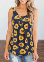 Casual Print Round neck Sleeveless T-Shirts