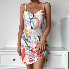 Fashion Casual Print Vest Skater Dresses