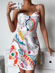 Fashion Casual Print Vest Skater Dresses