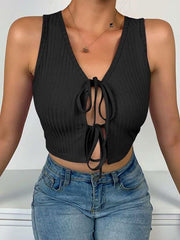 Fashion Casual Pure V neck Lacing Cardigan Vests