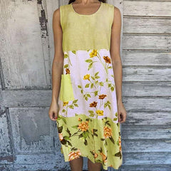 Casual Print Round neck Sleeveless Gored Shift Dresses