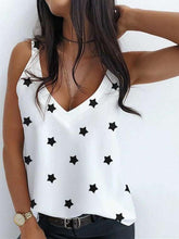 Fashion Casual V neck Print Vest Backless T-Shirts