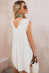 Fashion Casual Gored Print V neck Sleeveless Shift Dresses