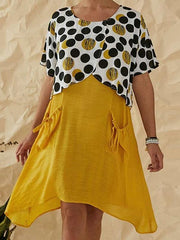 Fashion Casual Round neck Print Two Piece Suit