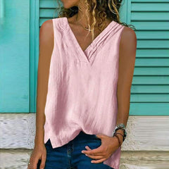 Fashion Pure V neck Sleeveless T-Shirts