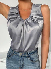Fashion Pure Round neck Sleeveless T-Shirts