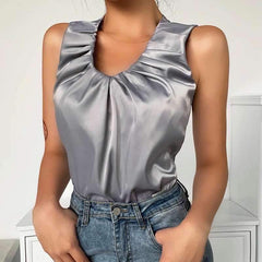 Fashion Pure Round neck Sleeveless T-Shirts