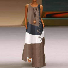 Fashion Casual Gored Round neck Sleeveless Maxi Dresses