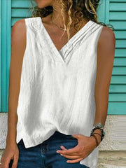 Fashion Pure V neck Sleeveless T-Shirts