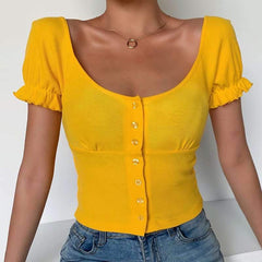 Fashion Pure Round neck Short sleeve Stringy selvedge Fastener T-Shirts