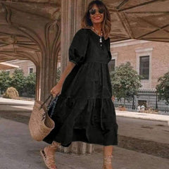 Fashion Casual Loose Round neck Half sleeve Maxi Dresses