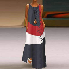 Fashion Casual Gored Round neck Sleeveless Maxi Dresses
