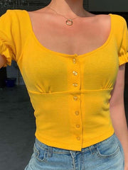 Fashion Pure Round neck Short sleeve Stringy selvedge Fastener T-Shirts