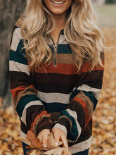 Multicolor Cotton-Blend Color-Block Casual Sweatshirt